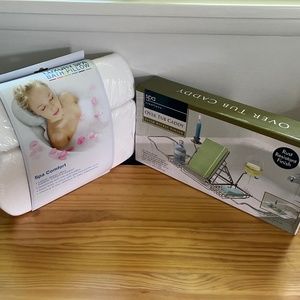 New Set of Bed Bath & Beyond Bath Pillows and Over Tub Caddy Tray